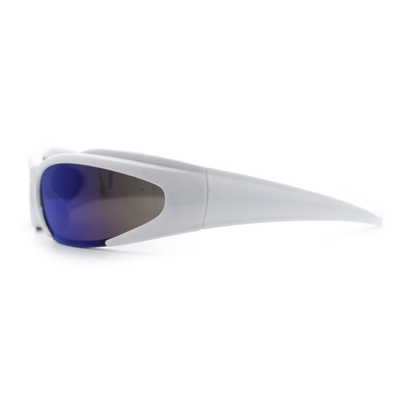 Mens Classic 90s Oval Cropped Bottom Wrap Around Sport Plastic Sunglasses