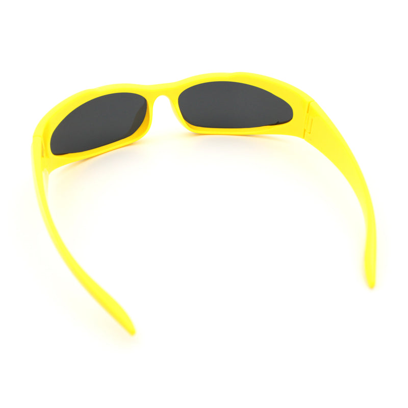 Mens Classic 90s Oval Cropped Bottom Wrap Around Sport Plastic Sunglasses