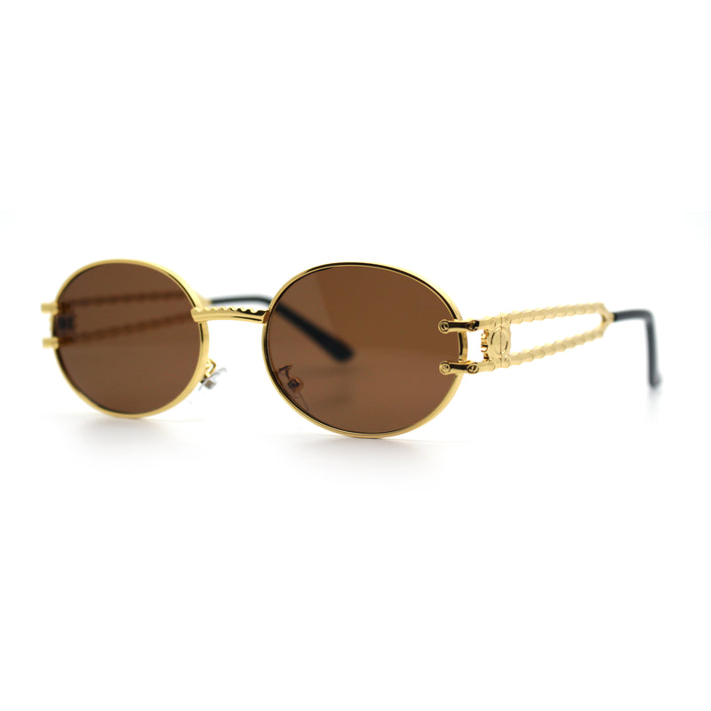 90s Retro Luxury Bicycle Chain Metal Jewel Arm Oval Round Sunglasses