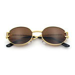 90s Retro Luxury Bicycle Chain Metal Jewel Arm Oval Round Sunglasses