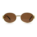 90s Retro Luxury Bicycle Chain Metal Jewel Arm Oval Round Sunglasses