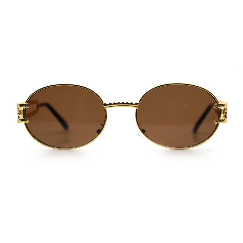 90s Retro Luxury Bicycle Chain Metal Jewel Arm Oval Round Sunglasses