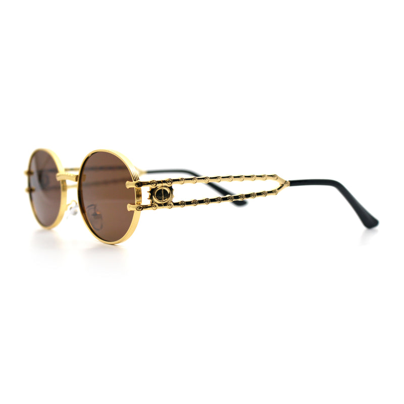 90s Retro Luxury Bicycle Chain Metal Jewel Arm Oval Round Sunglasses