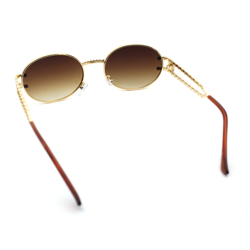 90s Retro Luxury Bicycle Chain Metal Jewel Arm Oval Round Sunglasses