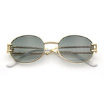 90s Retro Luxury Bicycle Chain Metal Jewel Arm Oval Round Sunglasses