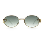 90s Retro Luxury Bicycle Chain Metal Jewel Arm Oval Round Sunglasses