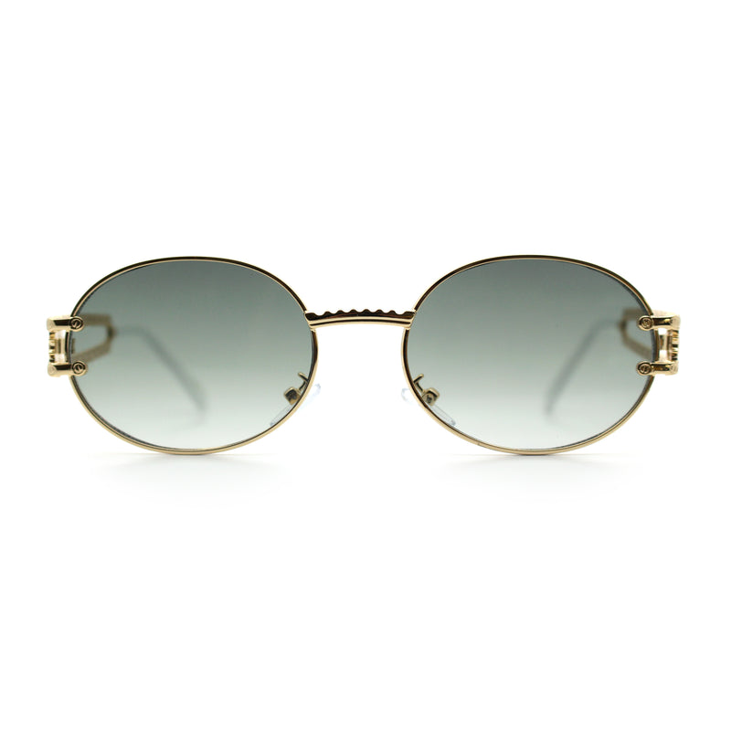 90s Retro Luxury Bicycle Chain Metal Jewel Arm Oval Round Sunglasses