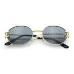 90s Retro Luxury Bicycle Chain Metal Jewel Arm Oval Round Sunglasses