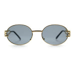 90s Retro Luxury Bicycle Chain Metal Jewel Arm Oval Round Sunglasses