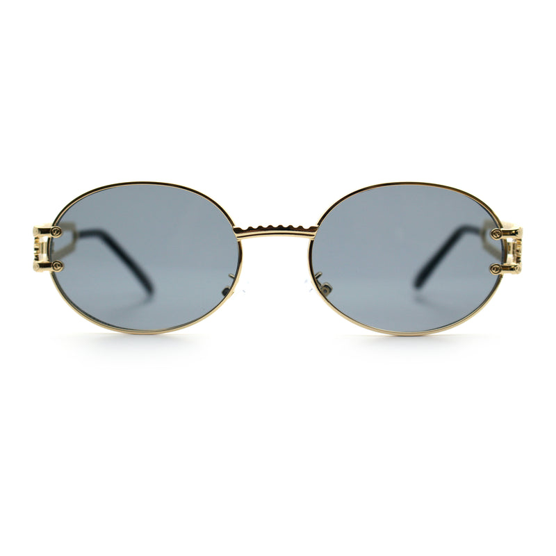 90s Retro Luxury Bicycle Chain Metal Jewel Arm Oval Round Sunglasses