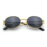 90s Retro Luxury Bicycle Chain Metal Jewel Arm Oval Round Sunglasses