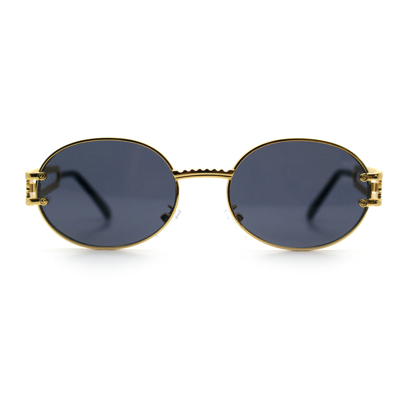90s Retro Luxury Bicycle Chain Metal Jewel Arm Oval Round Sunglasses