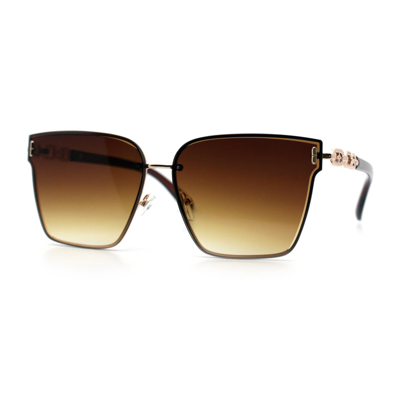 Womens 90s Luxury Rimless Metal Chain Arm Designer Fashion Sunglasses