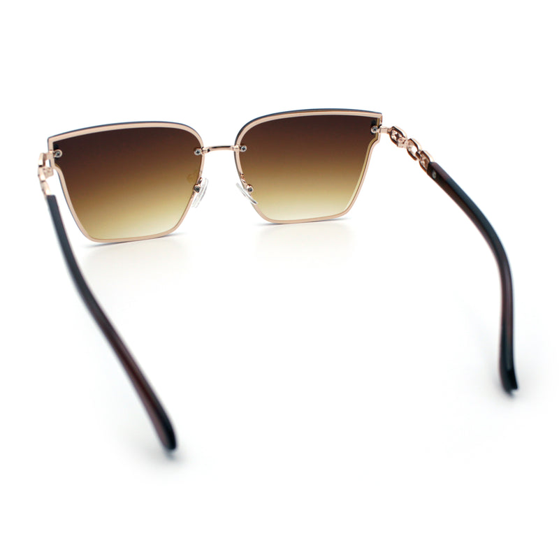 Womens 90s Luxury Rimless Metal Chain Arm Designer Fashion Sunglasses