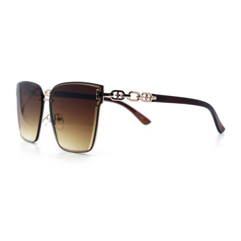 Womens 90s Luxury Rimless Metal Chain Arm Designer Fashion Sunglasses