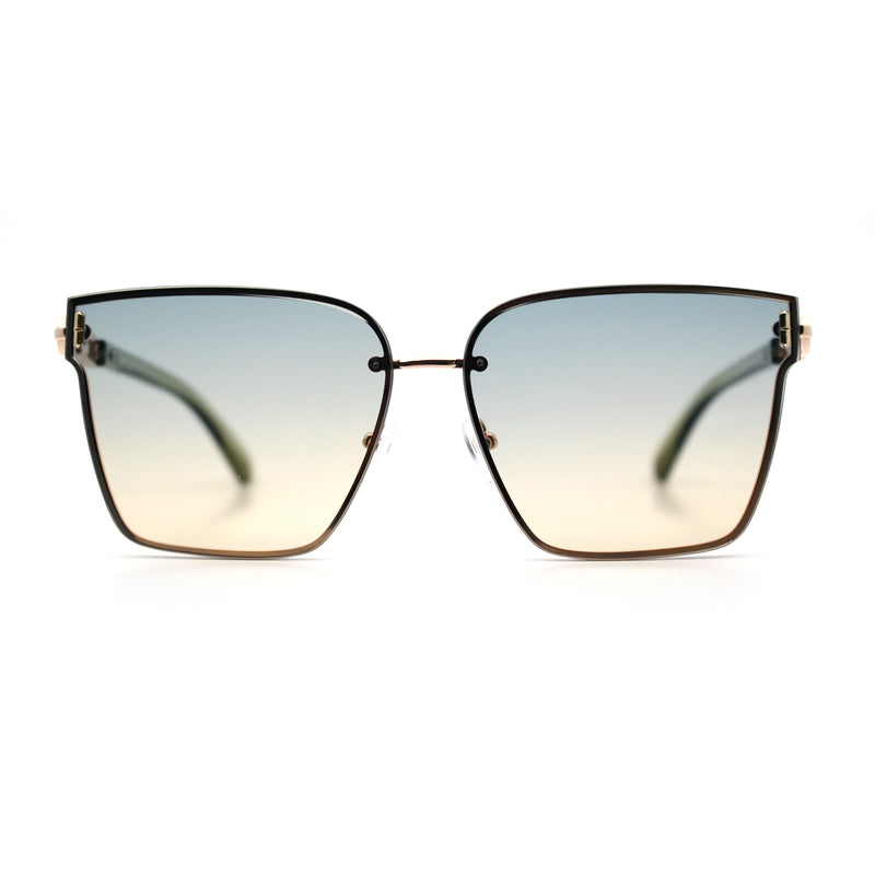 Womens 90s Luxury Rimless Metal Chain Arm Designer Fashion Sunglasses