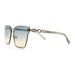 Womens 90s Luxury Rimless Metal Chain Arm Designer Fashion Sunglasses
