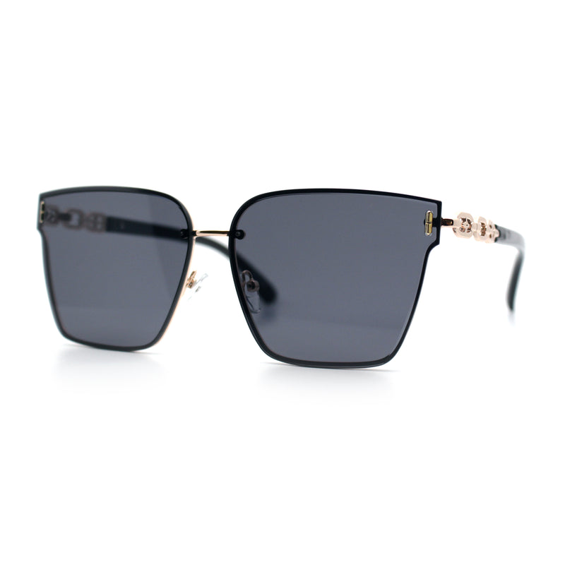 Womens 90s Luxury Rimless Metal Chain Arm Designer Fashion Sunglasses