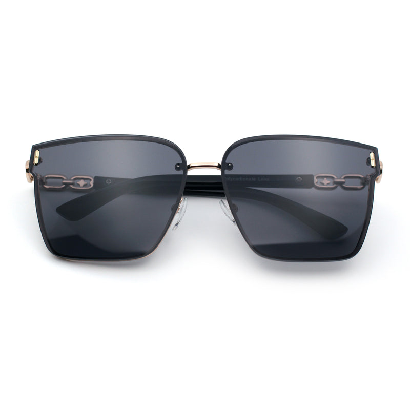 Womens 90s Luxury Rimless Metal Chain Arm Designer Fashion Sunglasses