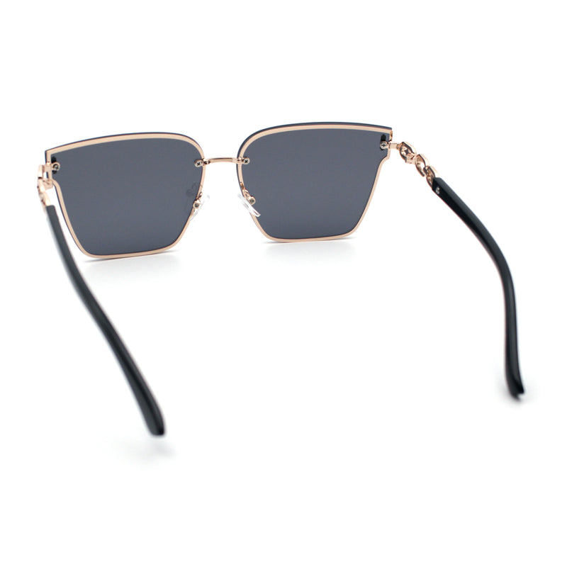 Womens 90s Luxury Rimless Metal Chain Arm Designer Fashion Sunglasses