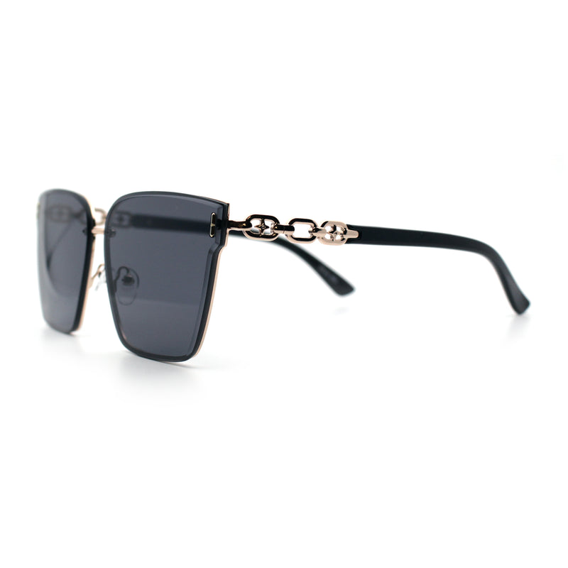 Womens 90s Luxury Rimless Metal Chain Arm Designer Fashion Sunglasses