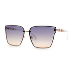 Womens 90s Luxury Rimless Metal Chain Arm Designer Fashion Sunglasses