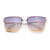Womens 90s Luxury Rimless Metal Chain Arm Designer Fashion Sunglasses