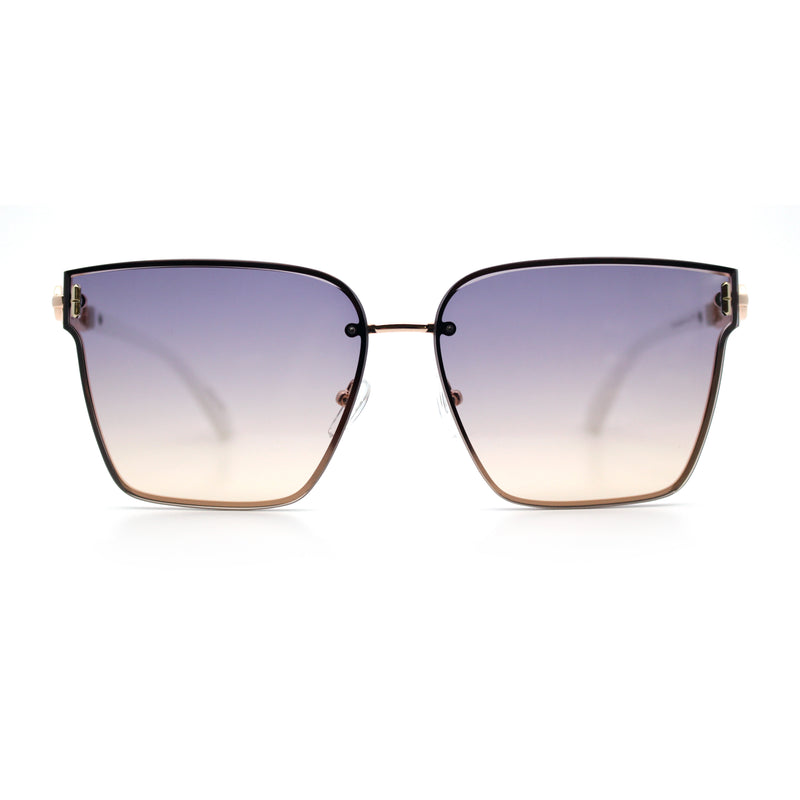 Womens 90s Luxury Rimless Metal Chain Arm Designer Fashion Sunglasses