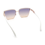 Womens 90s Luxury Rimless Metal Chain Arm Designer Fashion Sunglasses