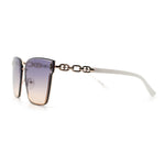 Womens 90s Luxury Rimless Metal Chain Arm Designer Fashion Sunglasses