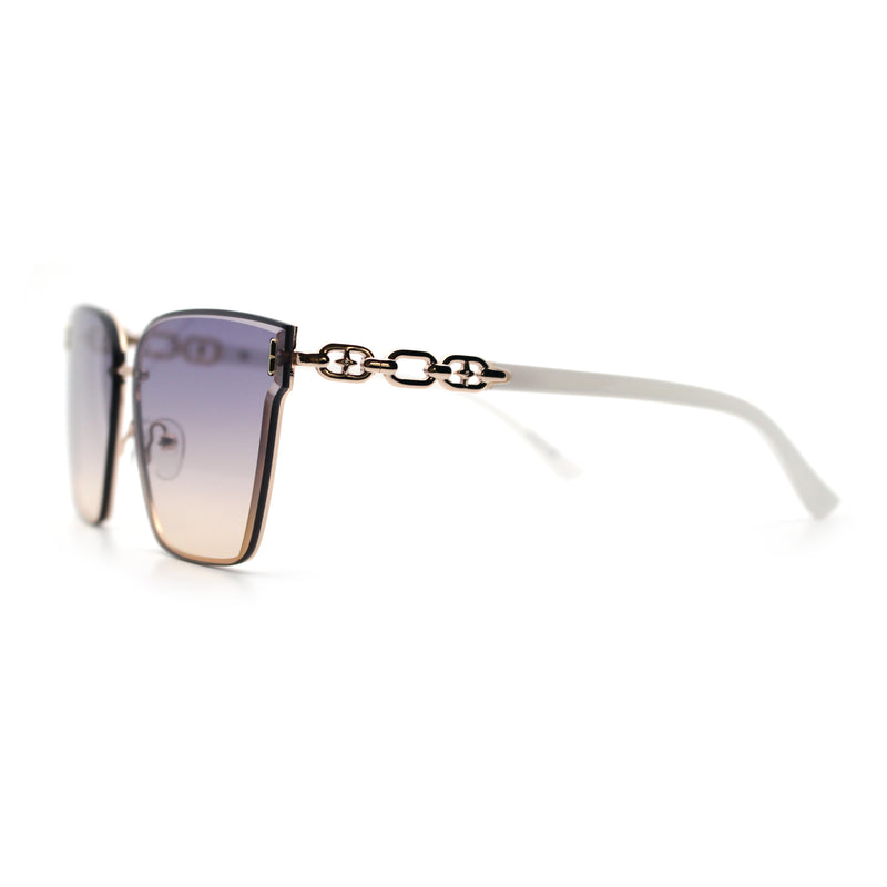 Womens 90s Luxury Rimless Metal Chain Arm Designer Fashion Sunglasses