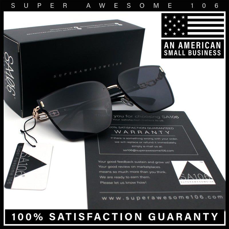 Womens 90s Luxury Rimless Metal Chain Arm Designer Fashion Sunglasses