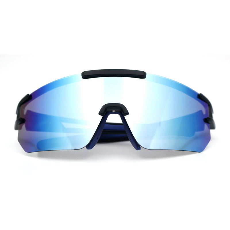 Mens Color Mirror Polarized Plastic Sport Wrap MTB Plastic Sunglasses