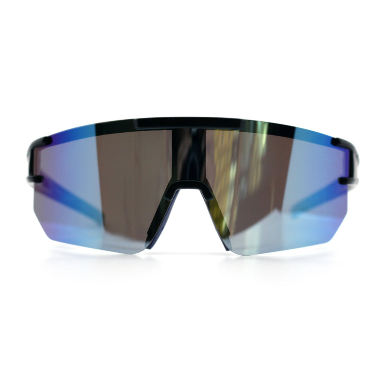 Mens Color Mirror Polarized Plastic Sport Wrap MTB Plastic Sunglasses