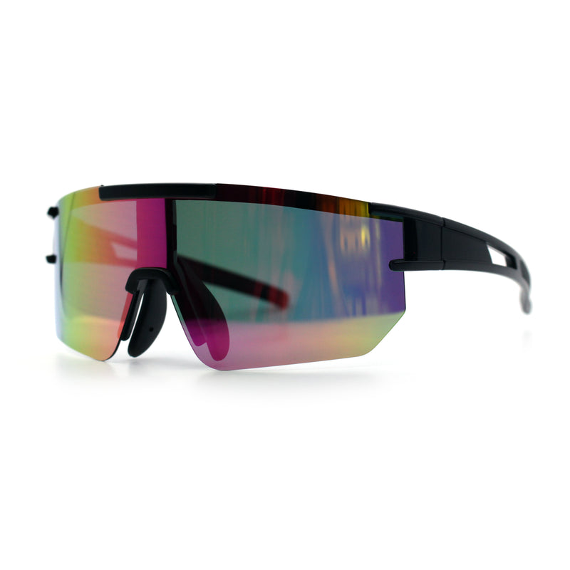 Mens Color Mirror Polarized Plastic Sport Wrap MTB Plastic Sunglasses