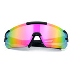 Mens Color Mirror Polarized Plastic Sport Wrap MTB Plastic Sunglasses