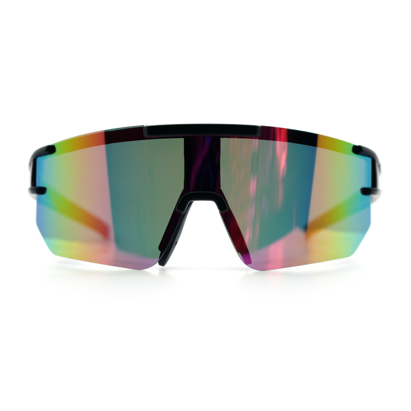 Mens Color Mirror Polarized Plastic Sport Wrap MTB Plastic Sunglasses