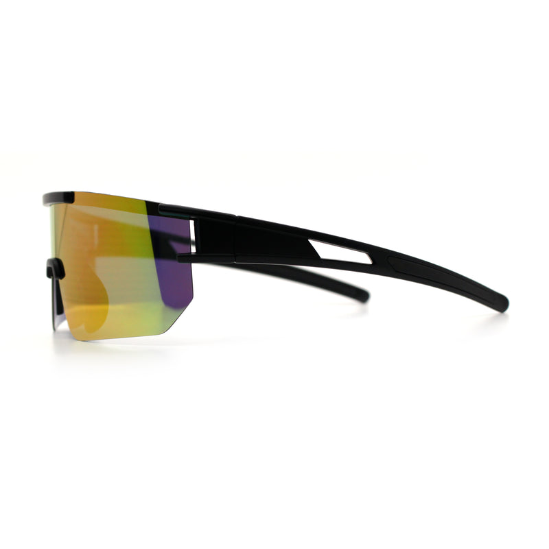 Mens Color Mirror Polarized Plastic Sport Wrap MTB Plastic Sunglasses