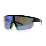 Mens Color Mirror Polarized Plastic Sport Wrap MTB Plastic Sunglasses
