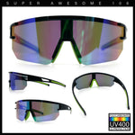 Mens Color Mirror Polarized Plastic Sport Wrap MTB Plastic Sunglasses