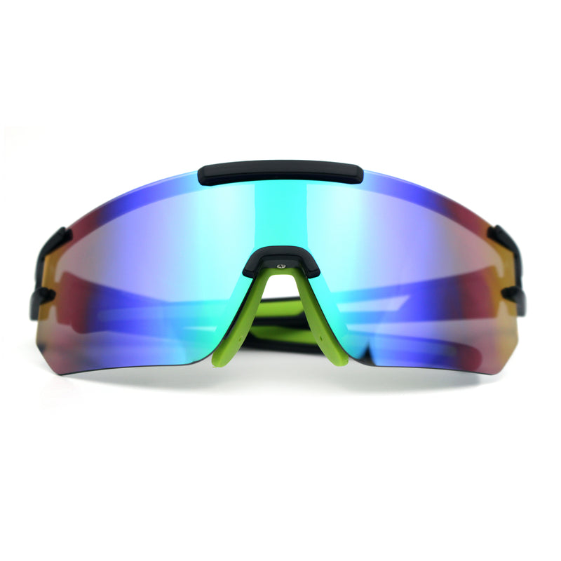 Mens Color Mirror Polarized Plastic Sport Wrap MTB Plastic Sunglasses