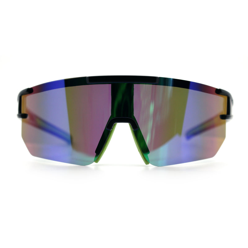 Mens Color Mirror Polarized Plastic Sport Wrap MTB Plastic Sunglasses