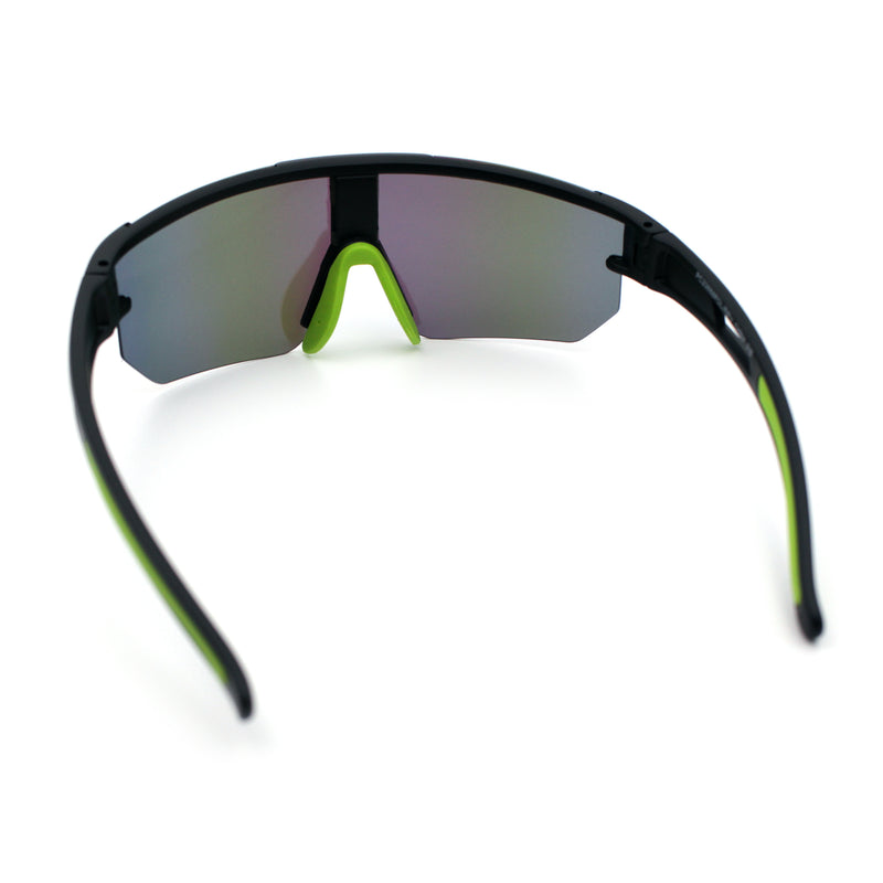 Mens Color Mirror Polarized Plastic Sport Wrap MTB Plastic Sunglasses