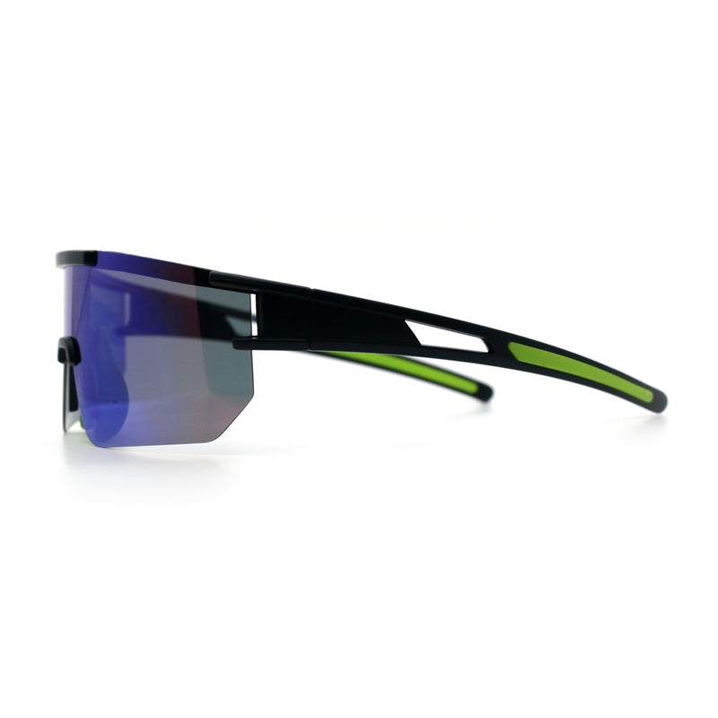 Mens Color Mirror Polarized Plastic Sport Wrap MTB Plastic Sunglasses