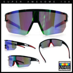 Mens Color Mirror Polarized Plastic Sport Wrap MTB Plastic Sunglasses