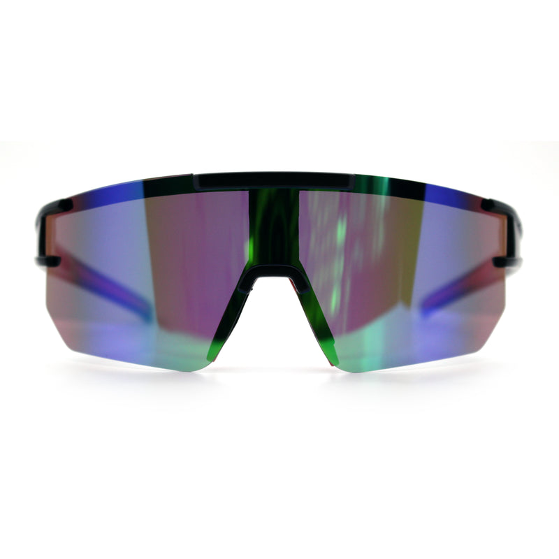 Mens Color Mirror Polarized Plastic Sport Wrap MTB Plastic Sunglasses