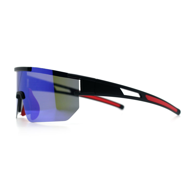 Mens Color Mirror Polarized Plastic Sport Wrap MTB Plastic Sunglasses