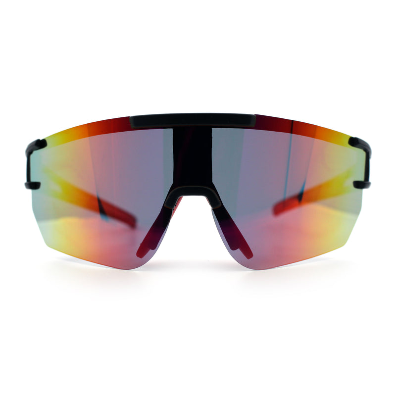 Mens Color Mirror Polarized Plastic Sport Wrap MTB Plastic Sunglasses