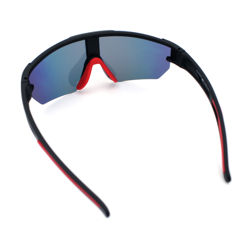 Mens Color Mirror Polarized Plastic Sport Wrap MTB Plastic Sunglasses