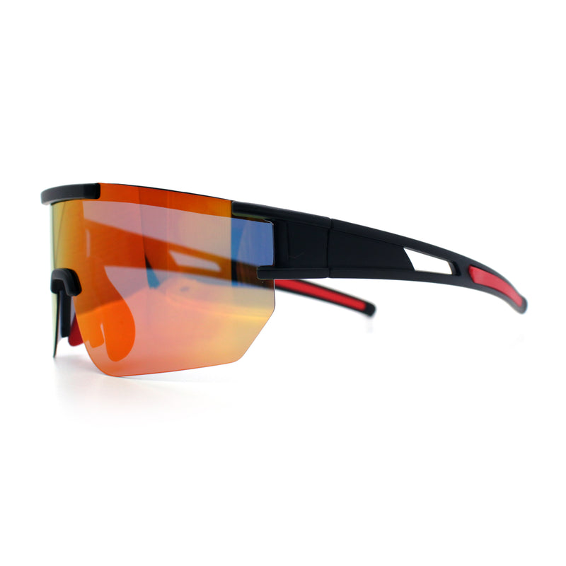 Mens Color Mirror Polarized Plastic Sport Wrap MTB Plastic Sunglasses